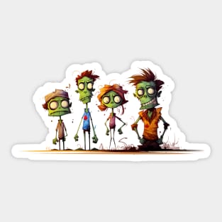 Spooky Halloween Zombie Family Sticker